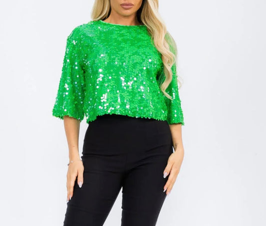 Green Sequin Top