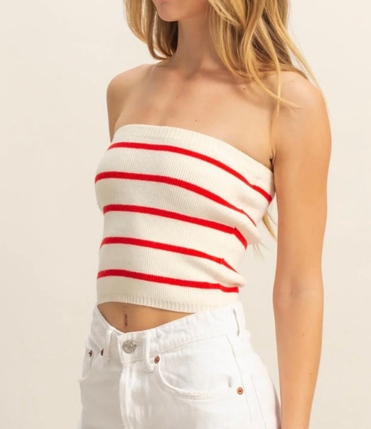 Red and white tube top